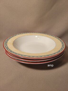 PTS International Interiors Provence (Lot of 3) Rim Soup Bowls (9") EXCELLENT!